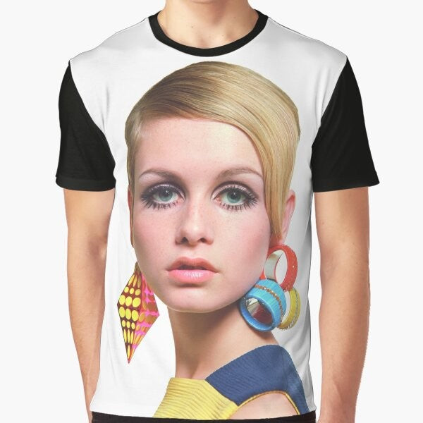 Twiggy, the iconic 1960s supermodel, featured on a graphic t-shirt