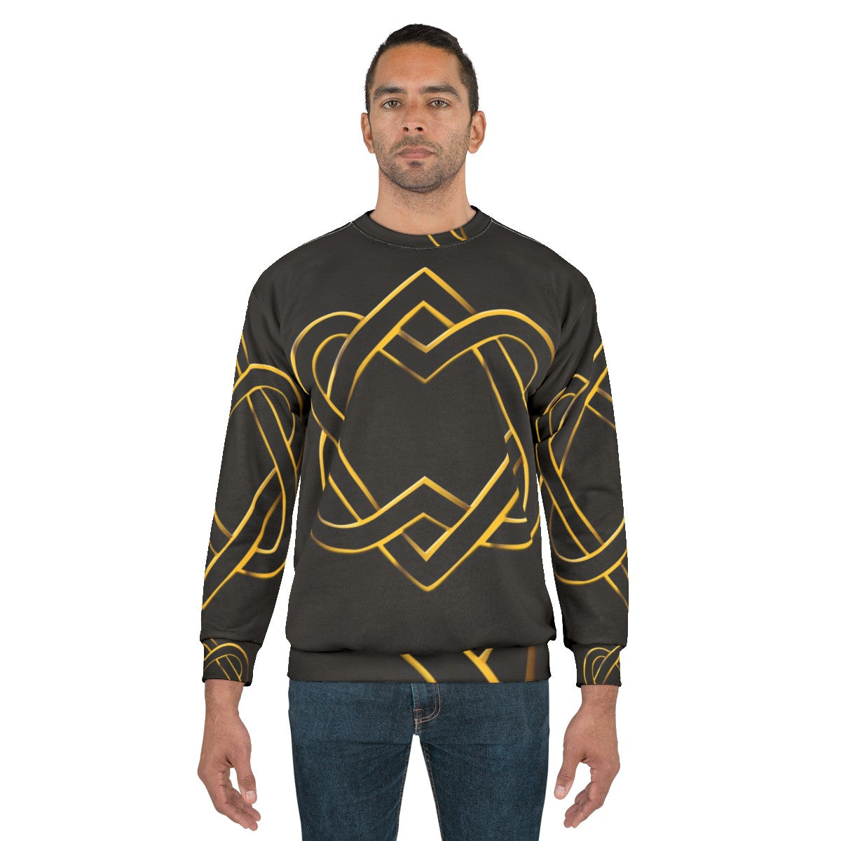 Heart Sweatshirt with Vintage Celtic Knot Music & Folk Lovers Design - men