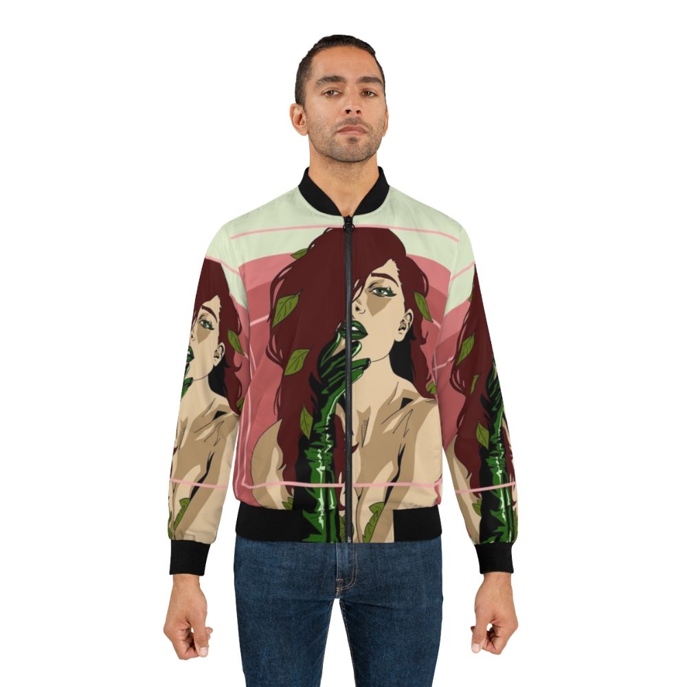 Eco-friendly poisonous bomber jacket featuring botanical floral prints - Lifestyle