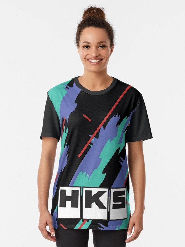 JDM HKS Retro Graphic T-Shirt with Drift and Drifting Designs - Women