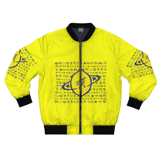 U2 inspired Lemon Bomber Jacket with band members' names and tour graphics