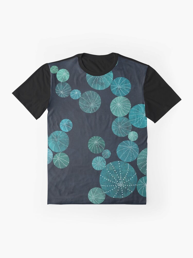 Turquoise cactus field graphic t-shirt with botanical design - Flat lay