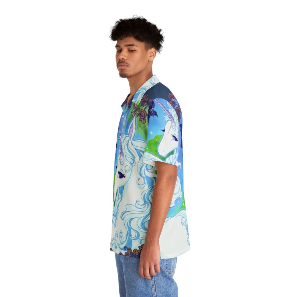 Tropical hawaiian shirt with fantasy unicorn design - People Left