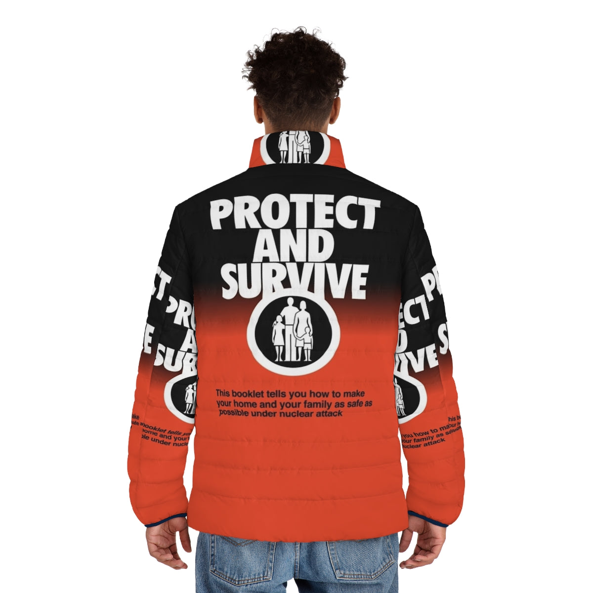 Ndvh Protect And Survive Nuclear Puffer Jacket, radiation protection, fallout survival gear - men back