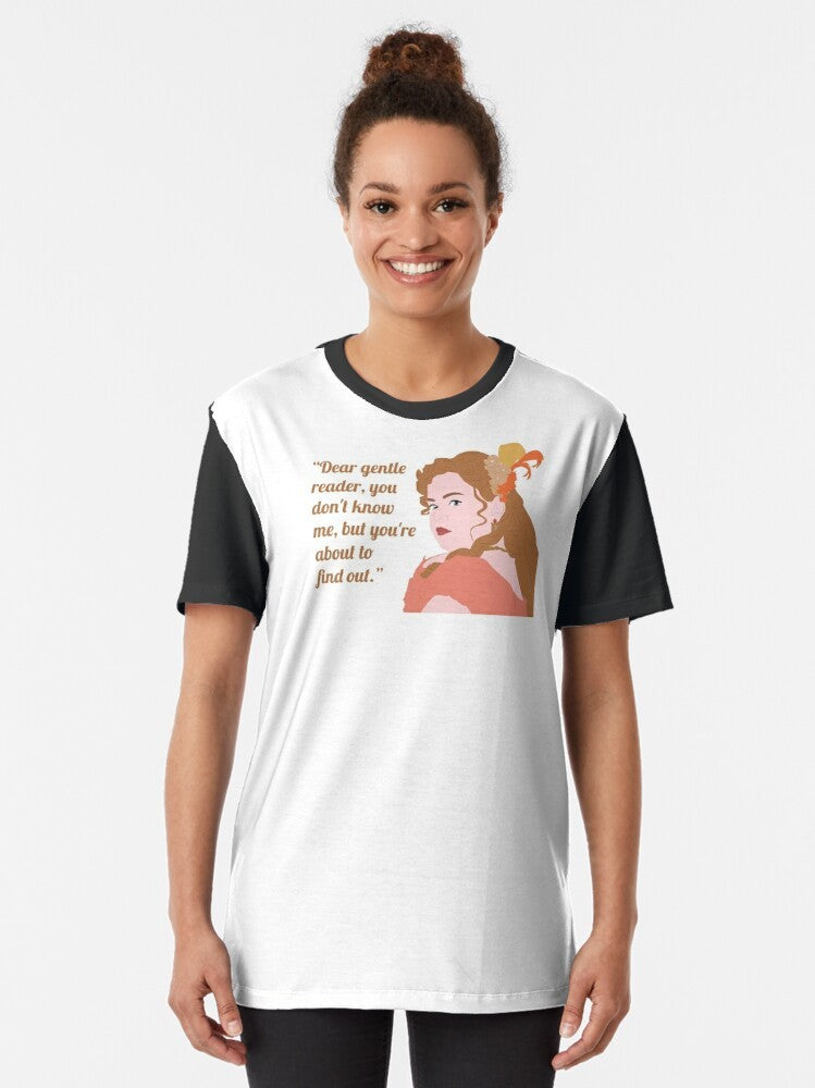 "Dear Gentle Reader, You Don't Know Me" Bridgerton Netflix Graphic T-Shirt featuring Penelope Featherington - Women