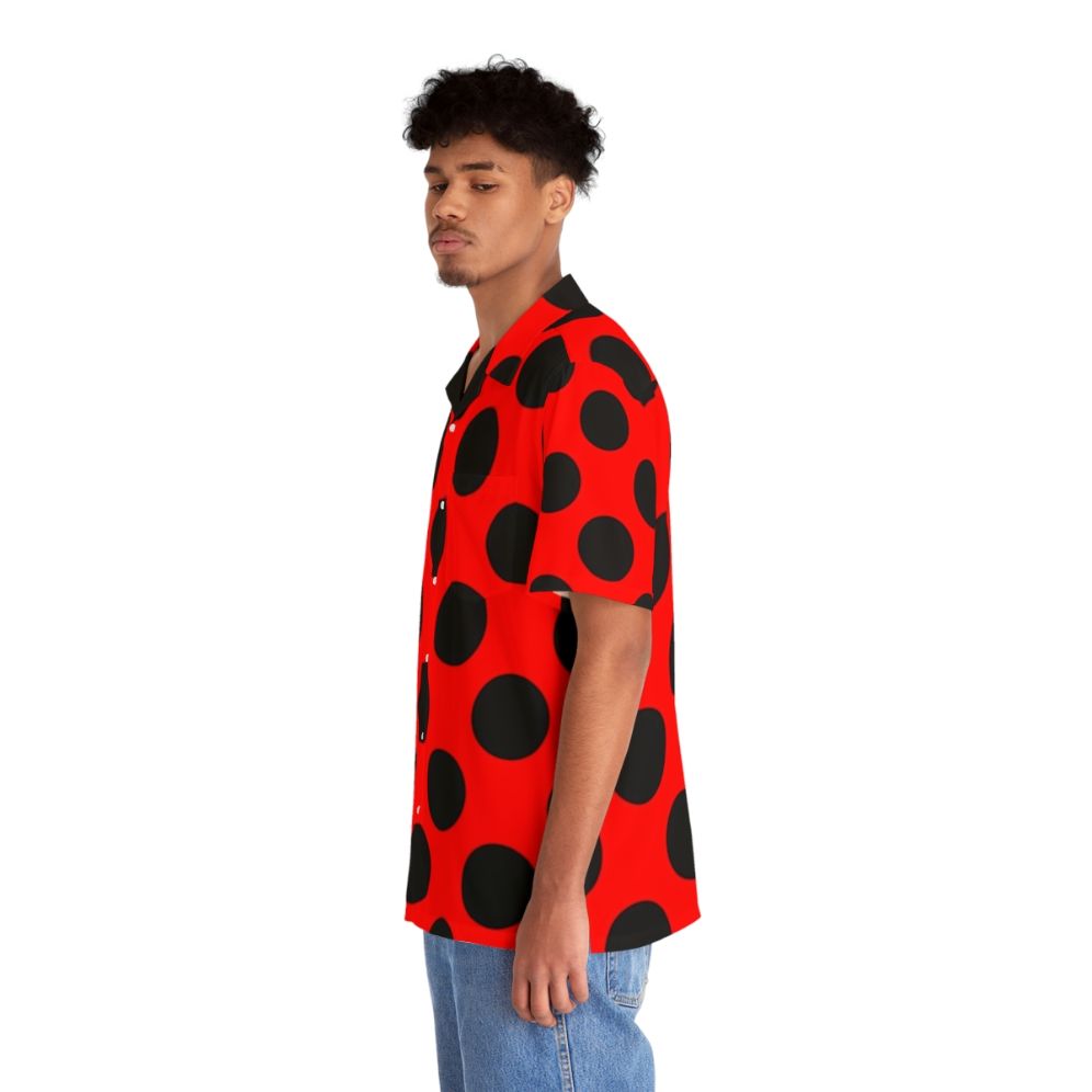 Vibrant lady bug and polka dot print Hawaiian shirt - People Left