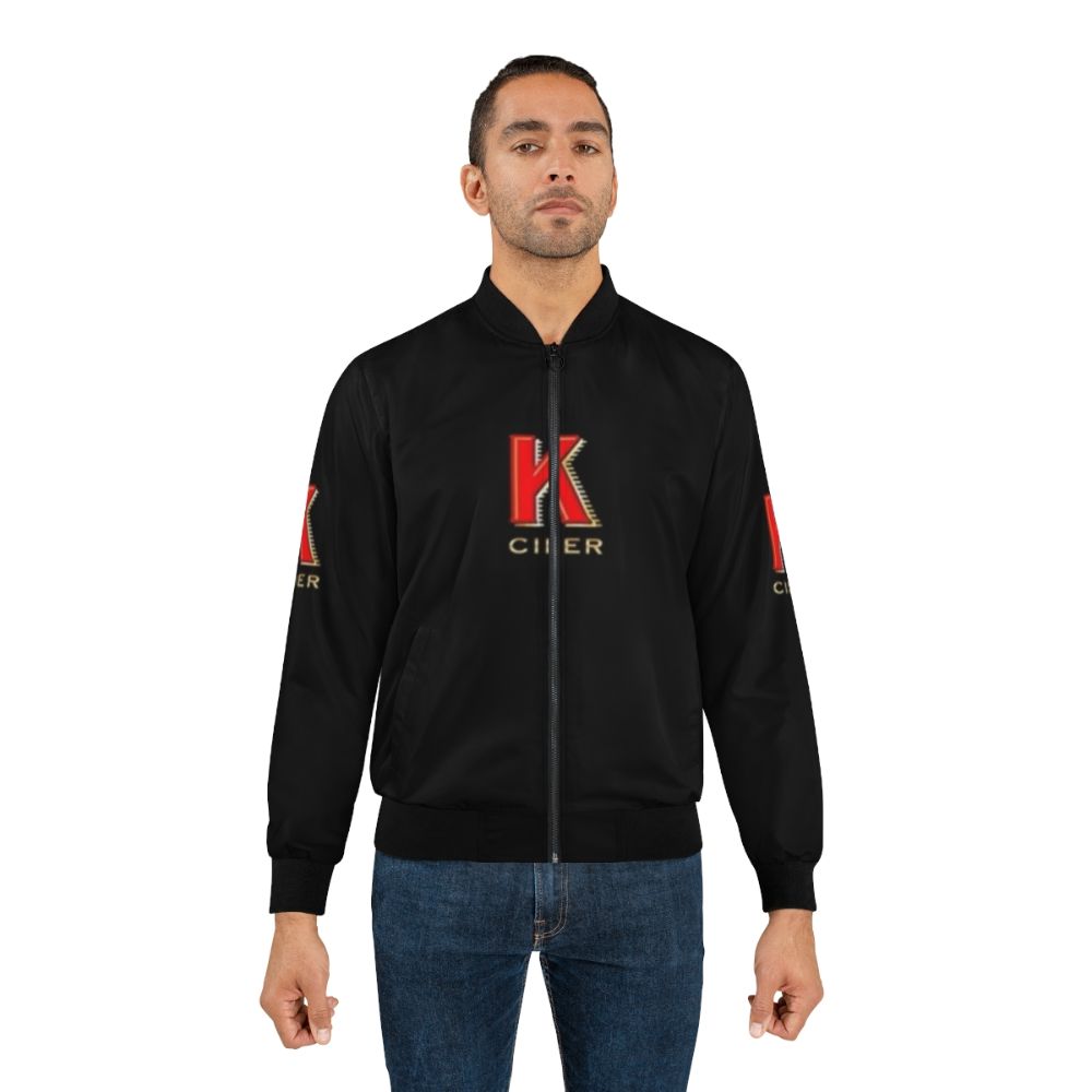 K Cider Bomber Jacket featuring a playful and humorous design - Lifestyle