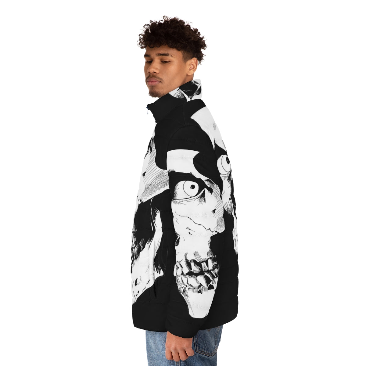 Evil Dead Skull Puffer Jacket featuring a spooky skull design for horror fans - men side left