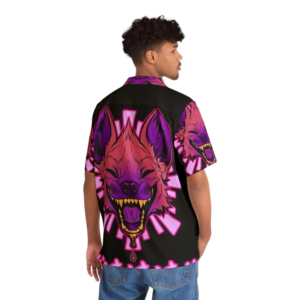 Gahaha Hyena Hawaiian Shirt - Cute Japanese Vaporwave Furry Fashion - People Back