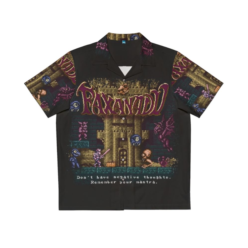 Retro gaming Hawaiian shirt with pixel art 8-bit design