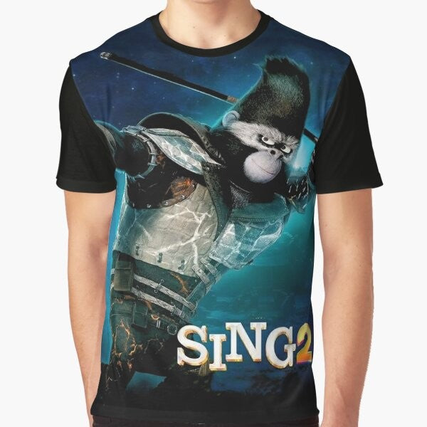 Sing 2 graphic t-shirt featuring characters from the animated musical comedy film