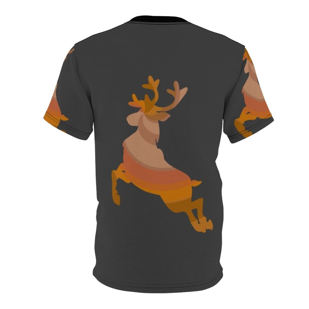 Vibrant and abstract t-shirt design featuring a reindeer, a legendary animal - Back