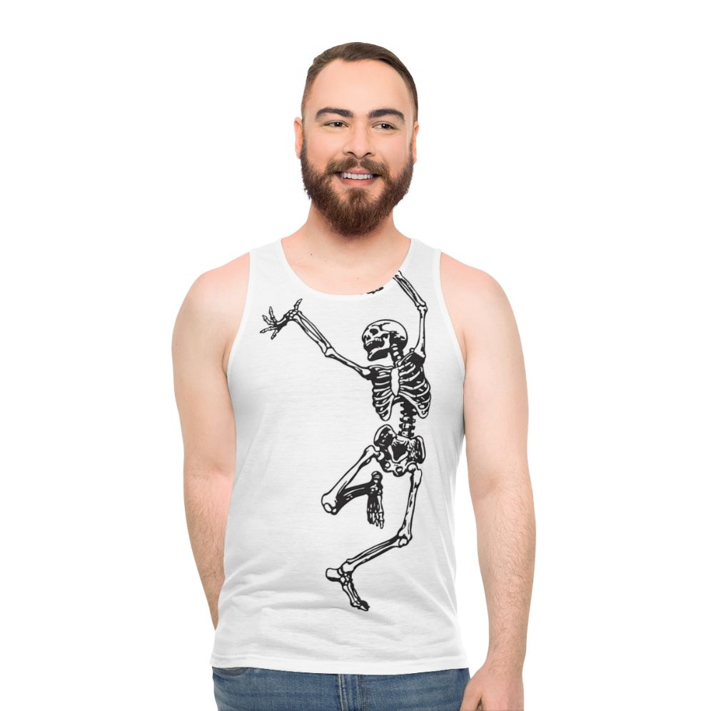 Unisex tank top featuring a skull design with mystic and occult elements - men