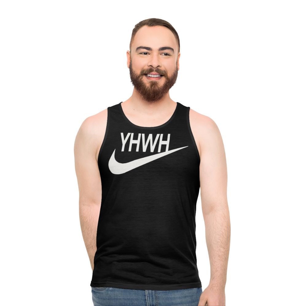 YHWH sports logo Christian unisex tank top - men