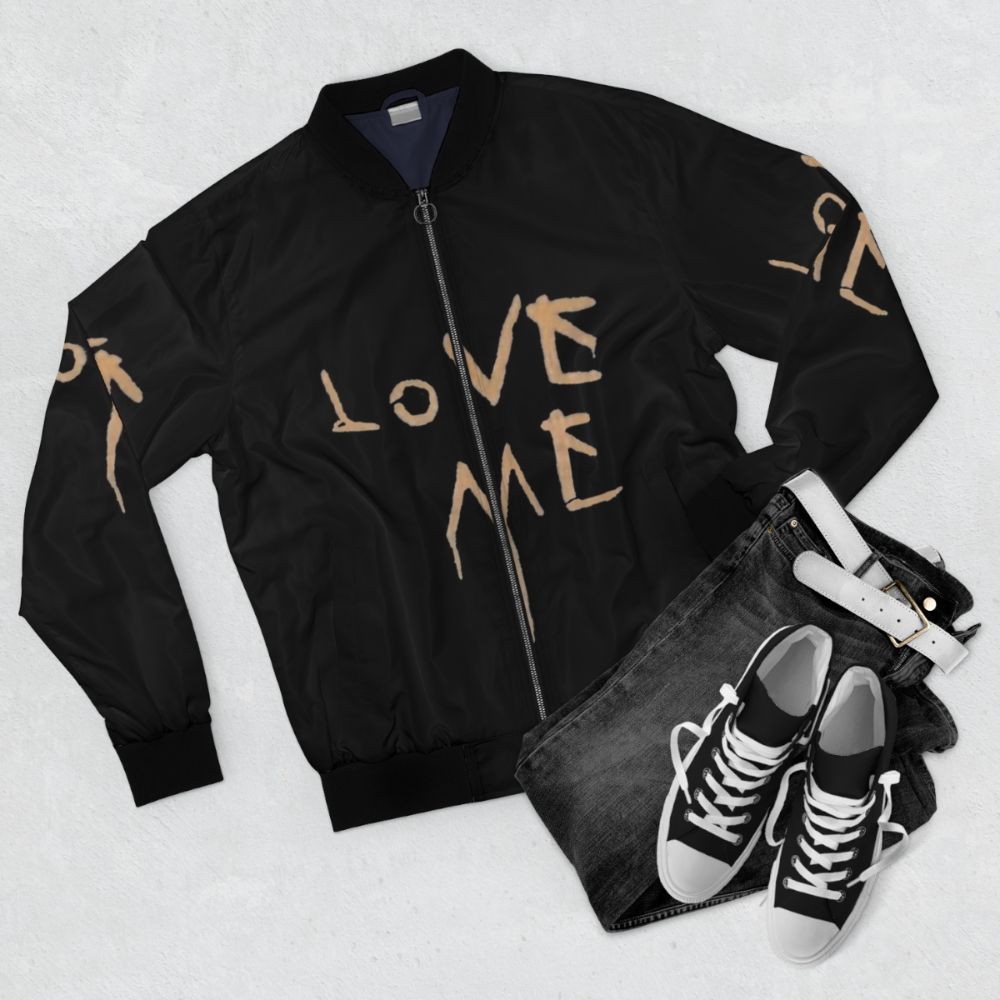 Matchbox Twenty "Love Me" Dripping Paint Bomber Jacket - Flat lay