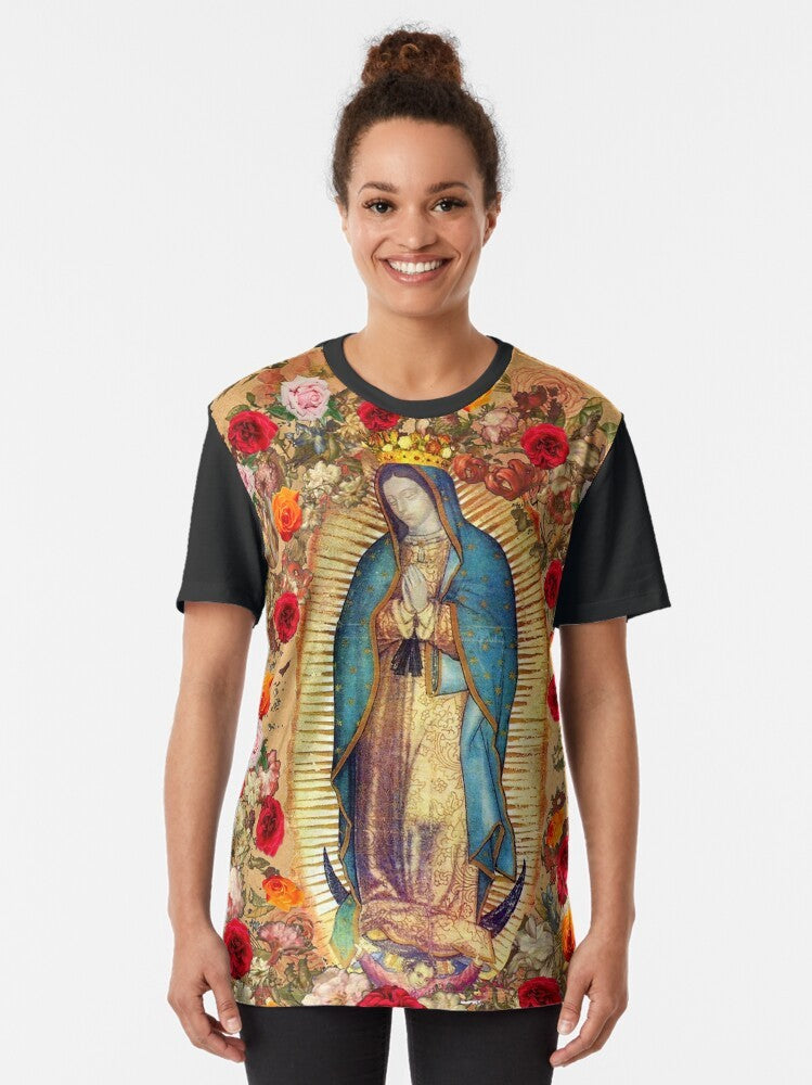 Our Lady of Guadalupe Virgin Mary Catholic Mexico Graphic T-Shirt - Women