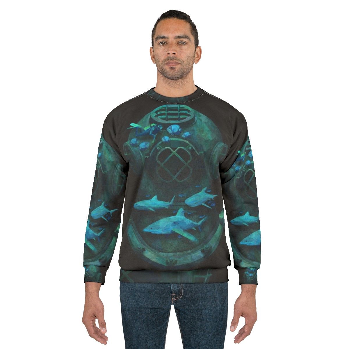 Deep Diving Sweatshirt with Marine Life Design - men