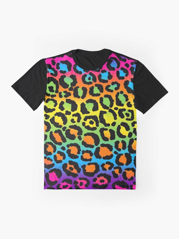 1997 neon rainbow leopard print graphic t-shirt - Flat lay