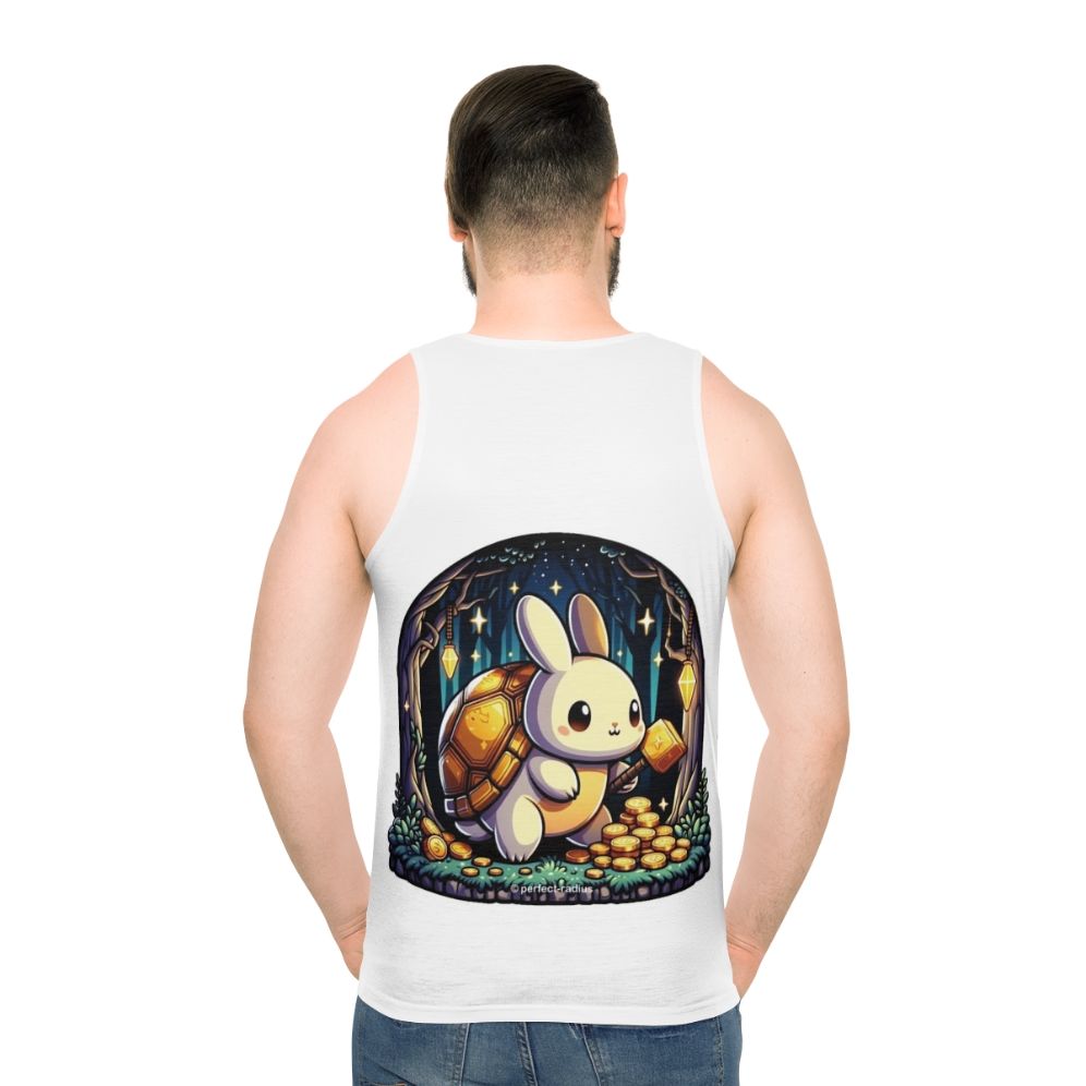 Legendary golden turtle rabbit fantasy animal graphic on unisex tank top - men back