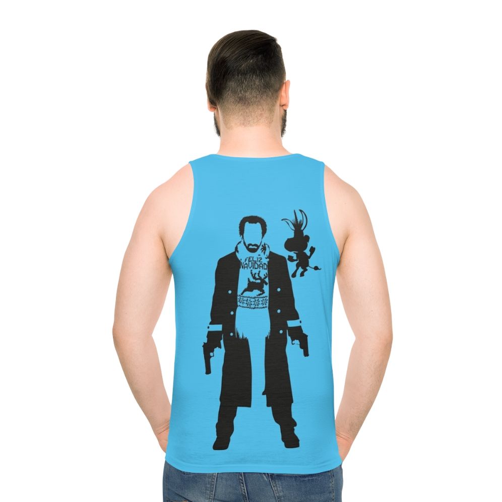 Unisex tank top with movie and anime-inspired minimal design - men back