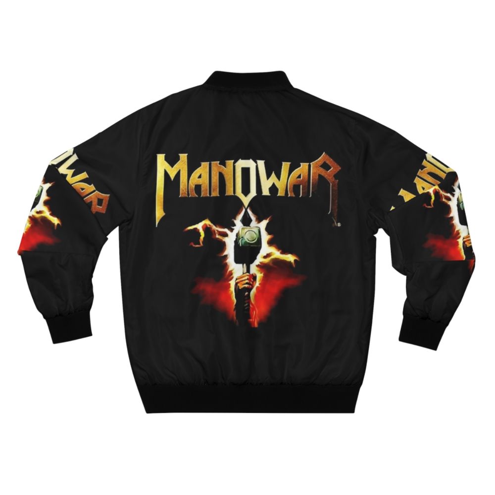 Manowar band logo printed on a stylish bomber jacket - Back