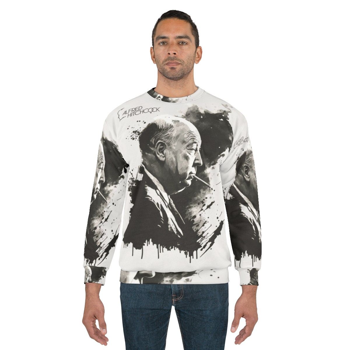 Alfred Hitchcock Black and White Drawing Sweatshirt - men