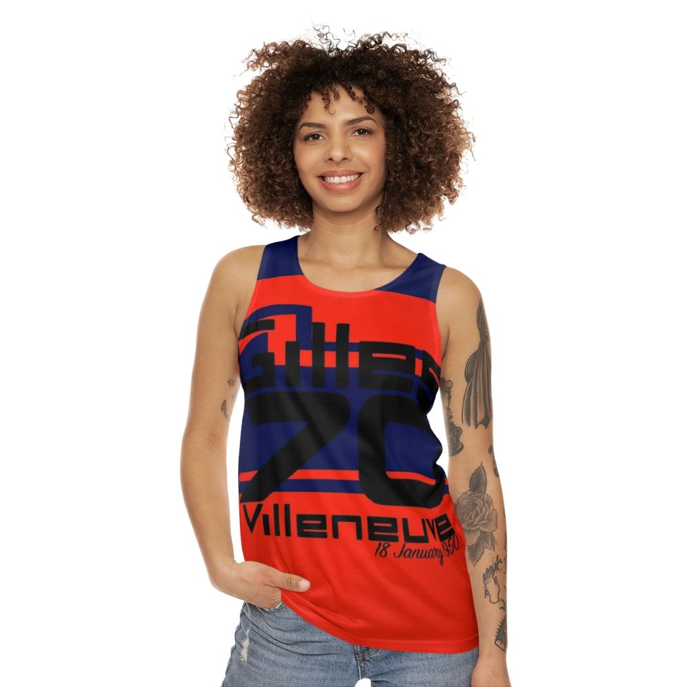 Gilles Villeneuve Ferrari Formula One Tribute Unisex Tank Top - women