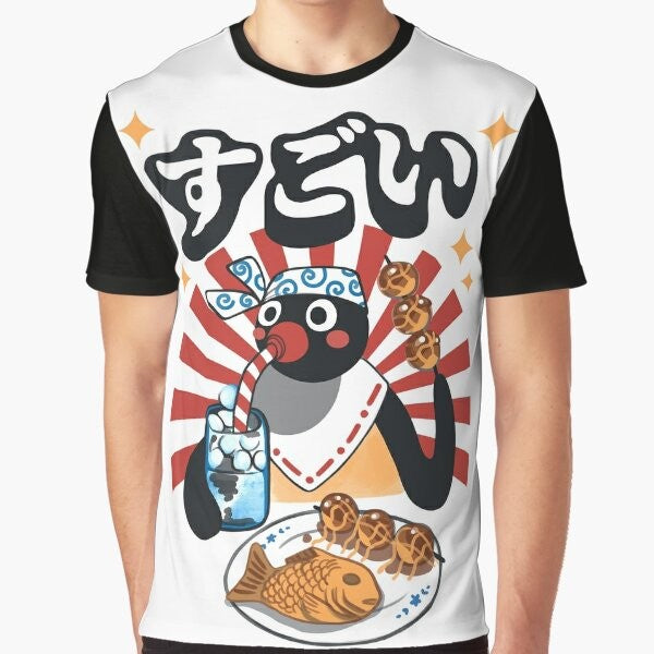 Matsuri Pengin graphic t-shirt featuring a cute penguin character in a Japanese festival-inspired design