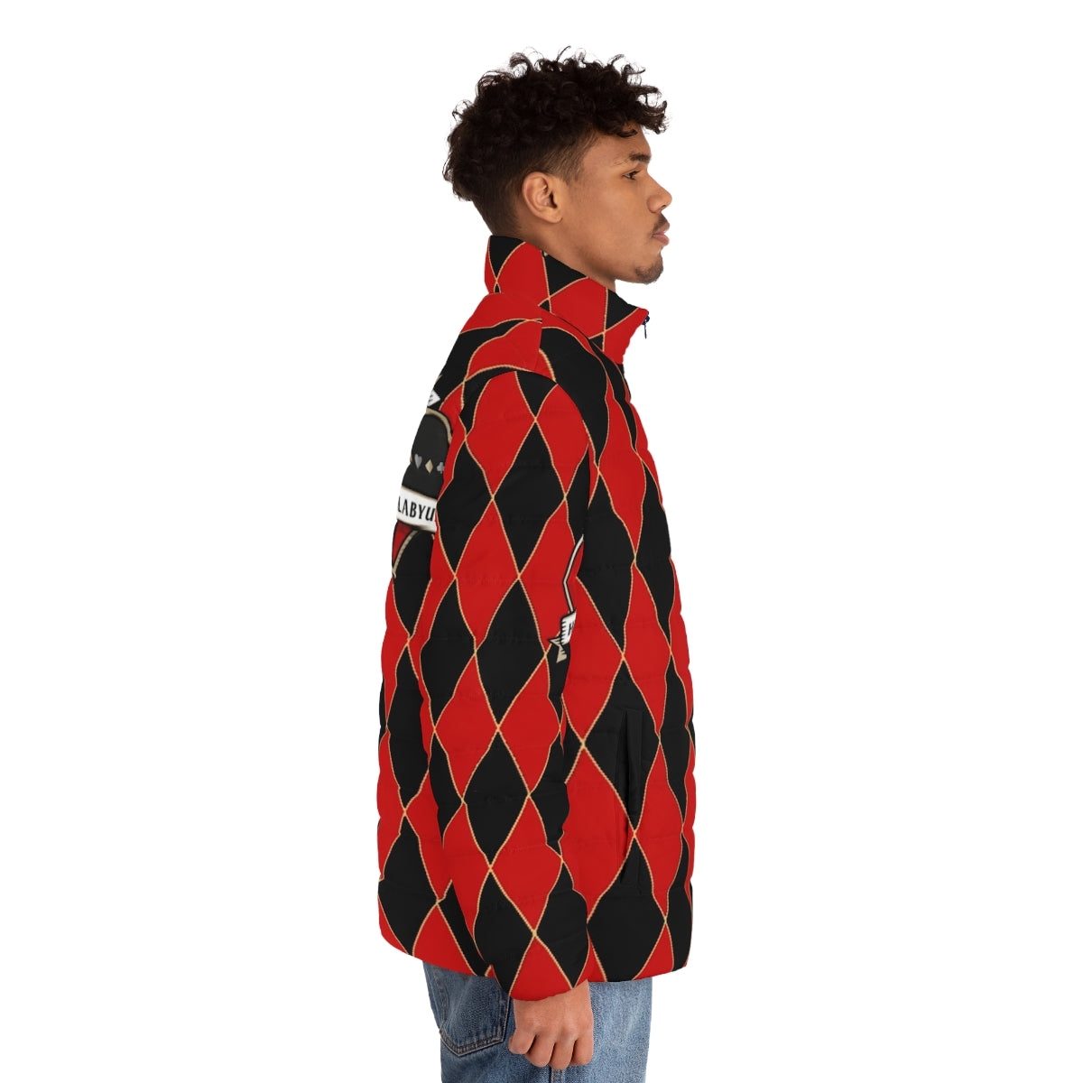 Heartslabyul Puffer Jacket featuring characters from Twisted Wonderland - men side right