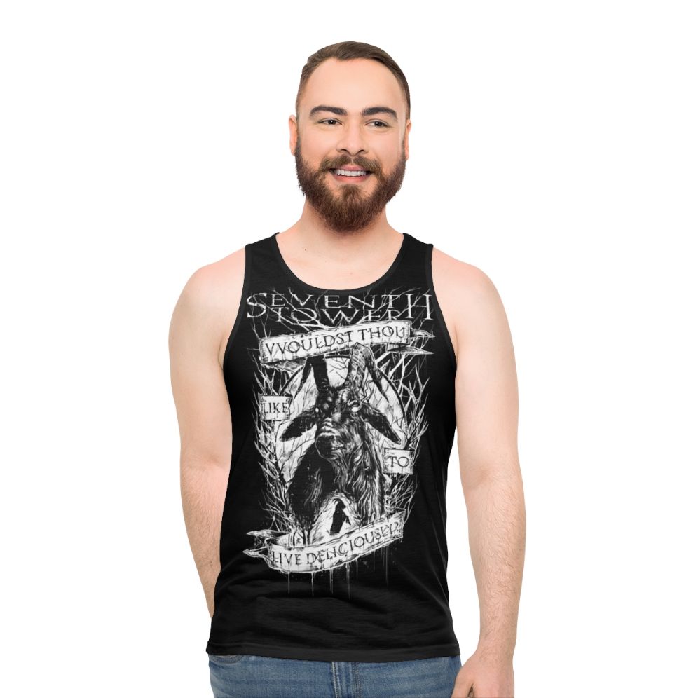 Unisex tank top with deliciously living occult design - men