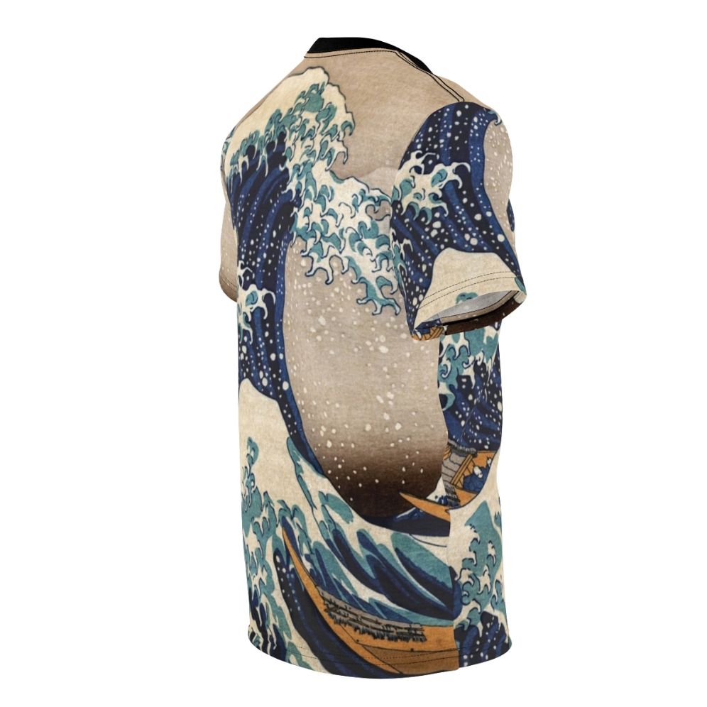 Vintage-style Japanese wave art print on an AOP t-shirt - men right