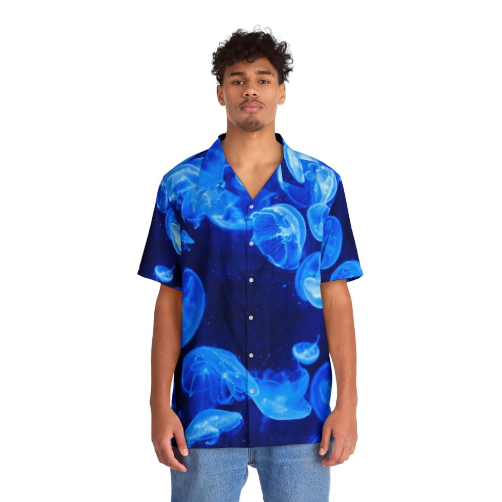 Blue Jellyfish Hawaiian Shirt - People Front