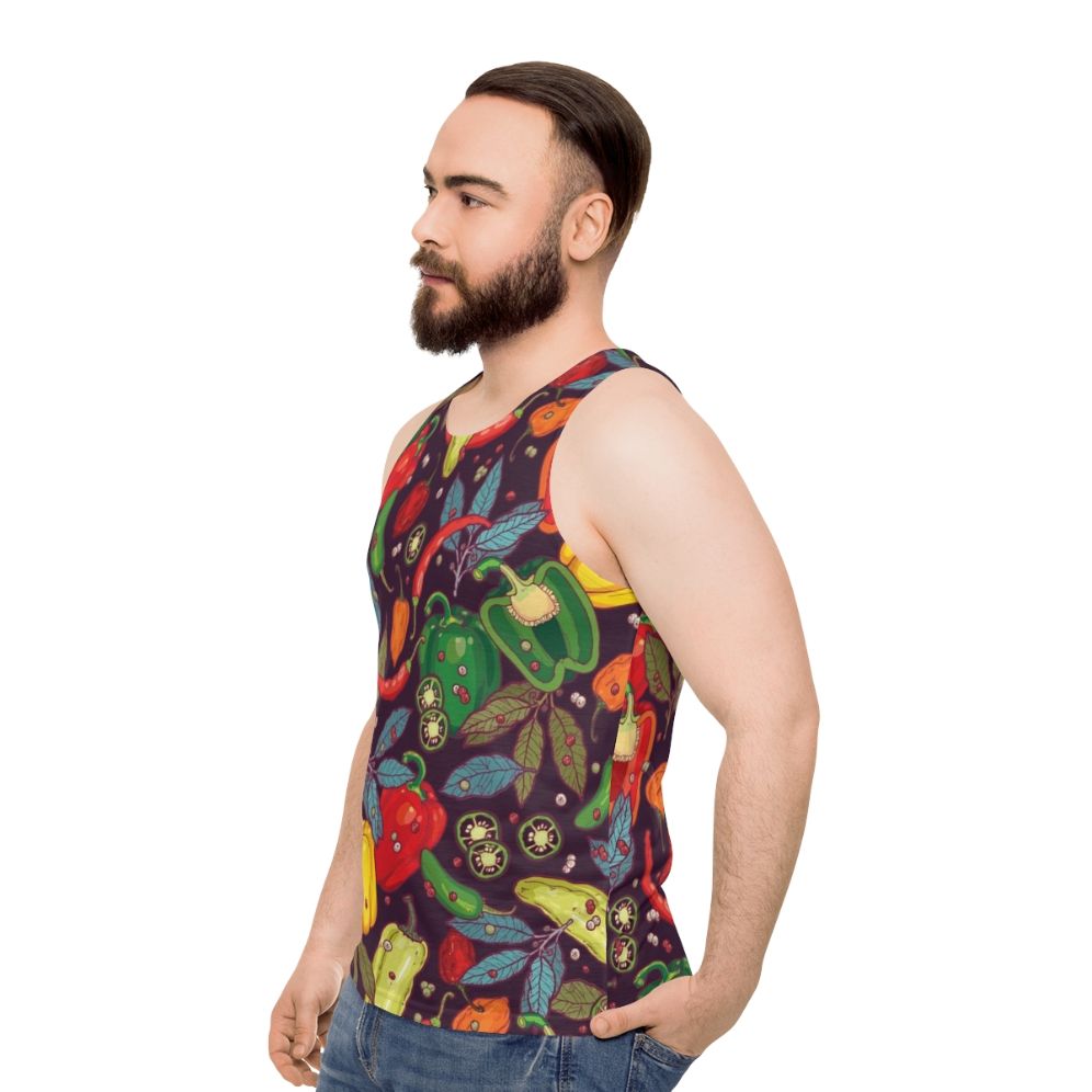 Spicy chili pepper vegetable unisex tank top - men side