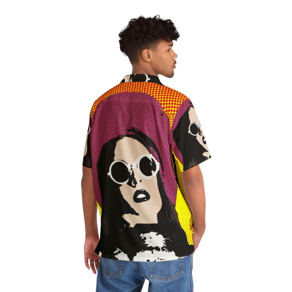 Allie X Pop Art Hawaiian Shirt with Graphic Design - Flat lay