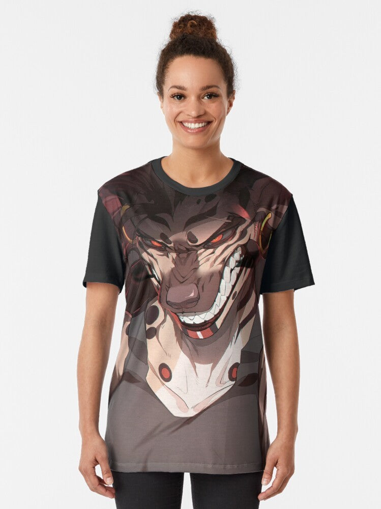 Smile graphic t-shirt with a funny hyena or yeen print design - Women