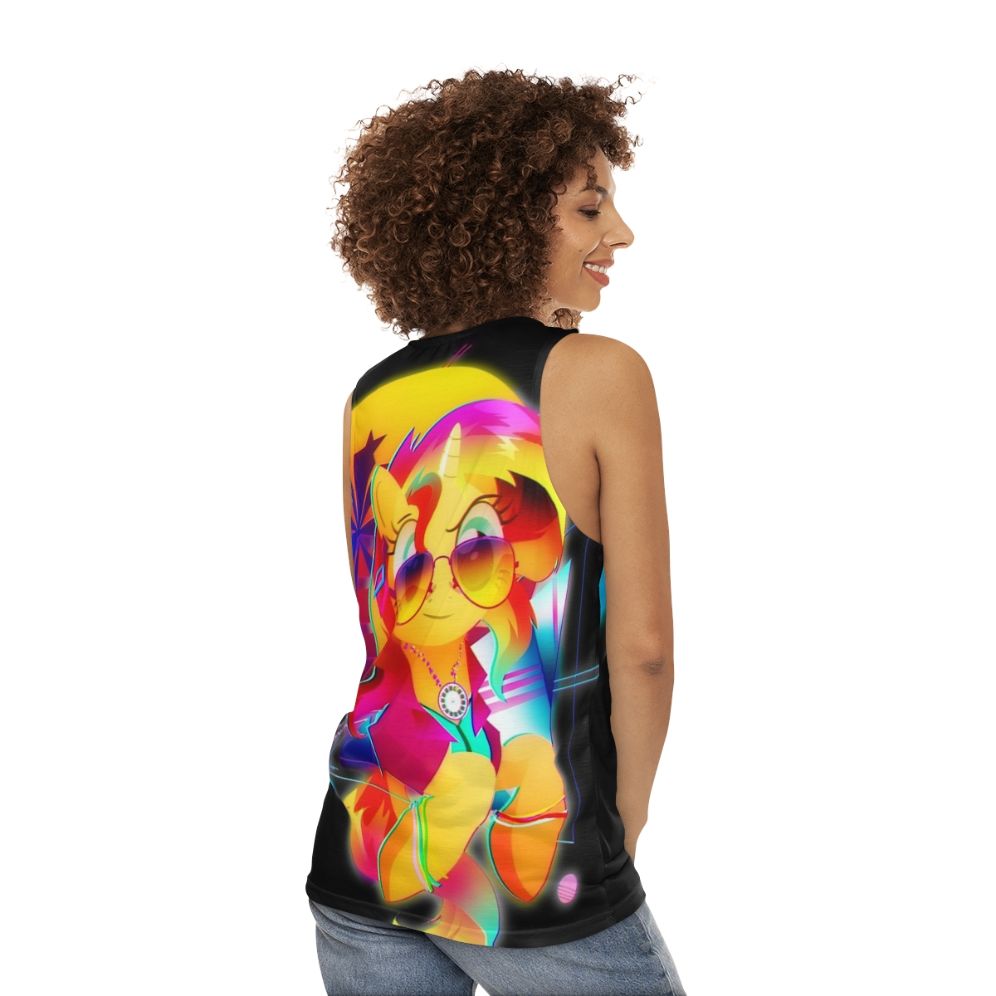 Sunset Shimmer Synthwave Unisex Tank Top - women back