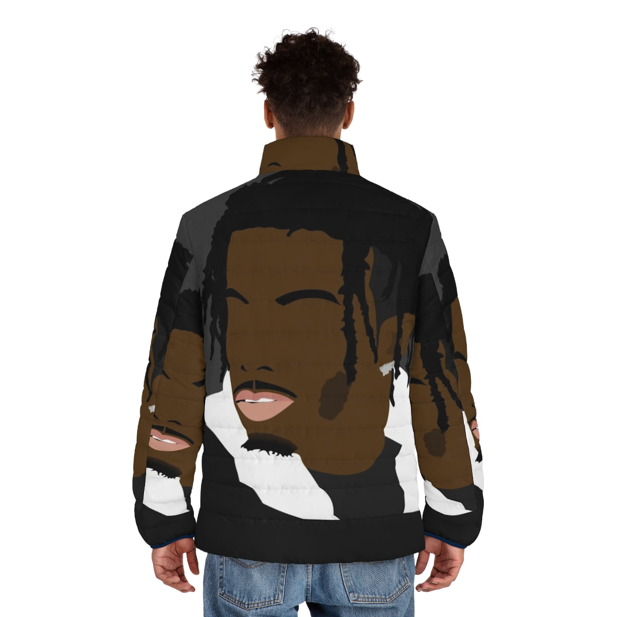 Playboi Carti Puffer Jacket featuring the artist's signature style - men back