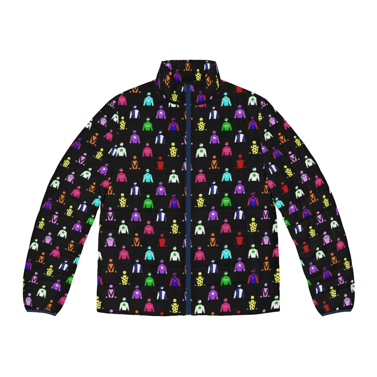 Colorful horse racing jockey silks puffer jacket