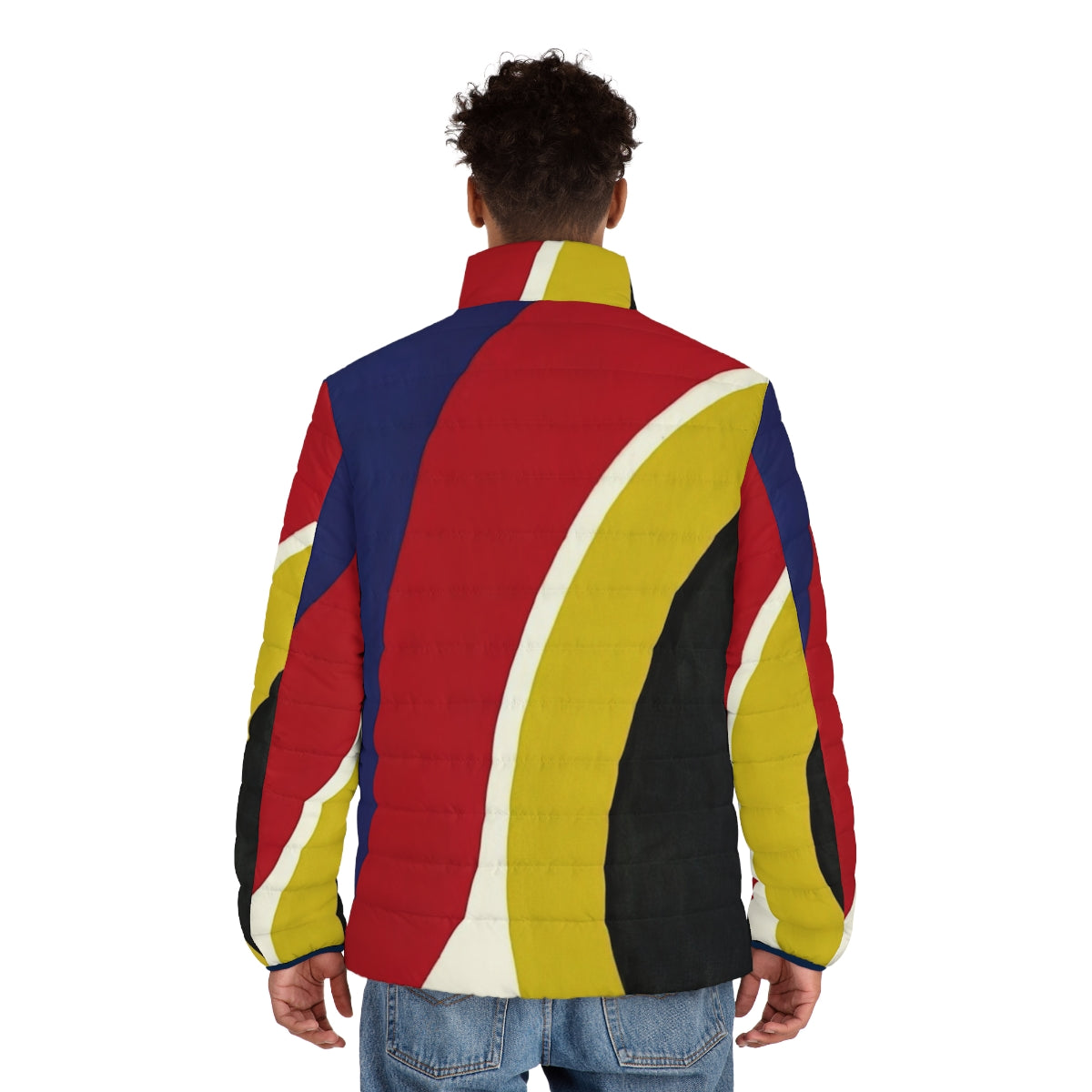 Thomas Downing Red Span 1964 Puffer Jacket featuring abstract art and geometric patterns - men back