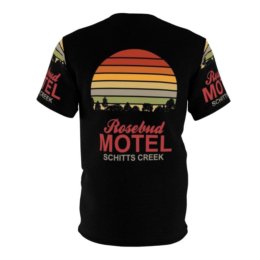 Rosebud Motel sunset landscape design AOP t-shirt - Back