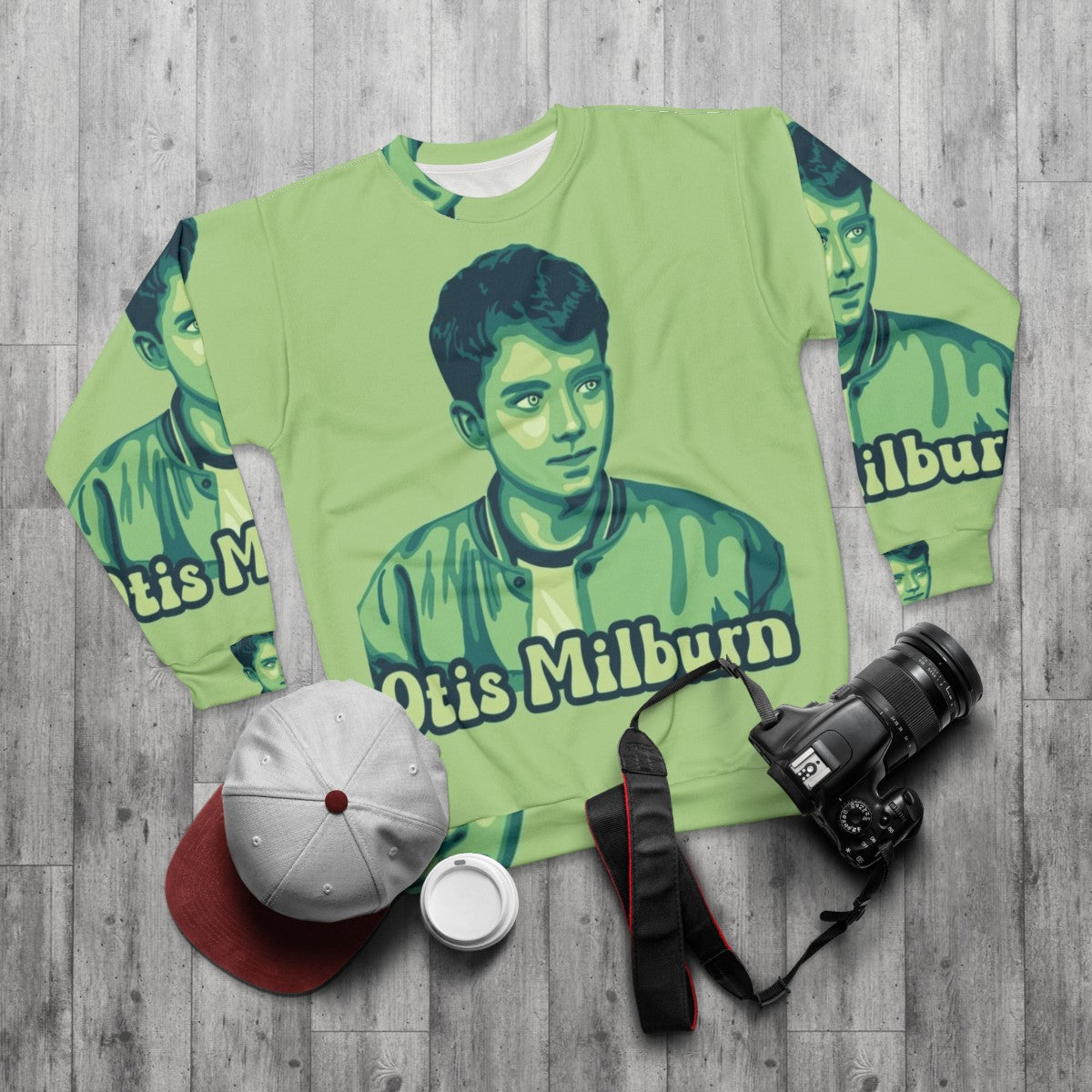 Otis Milburn Sex Education Green Sweatshirt - flat lay