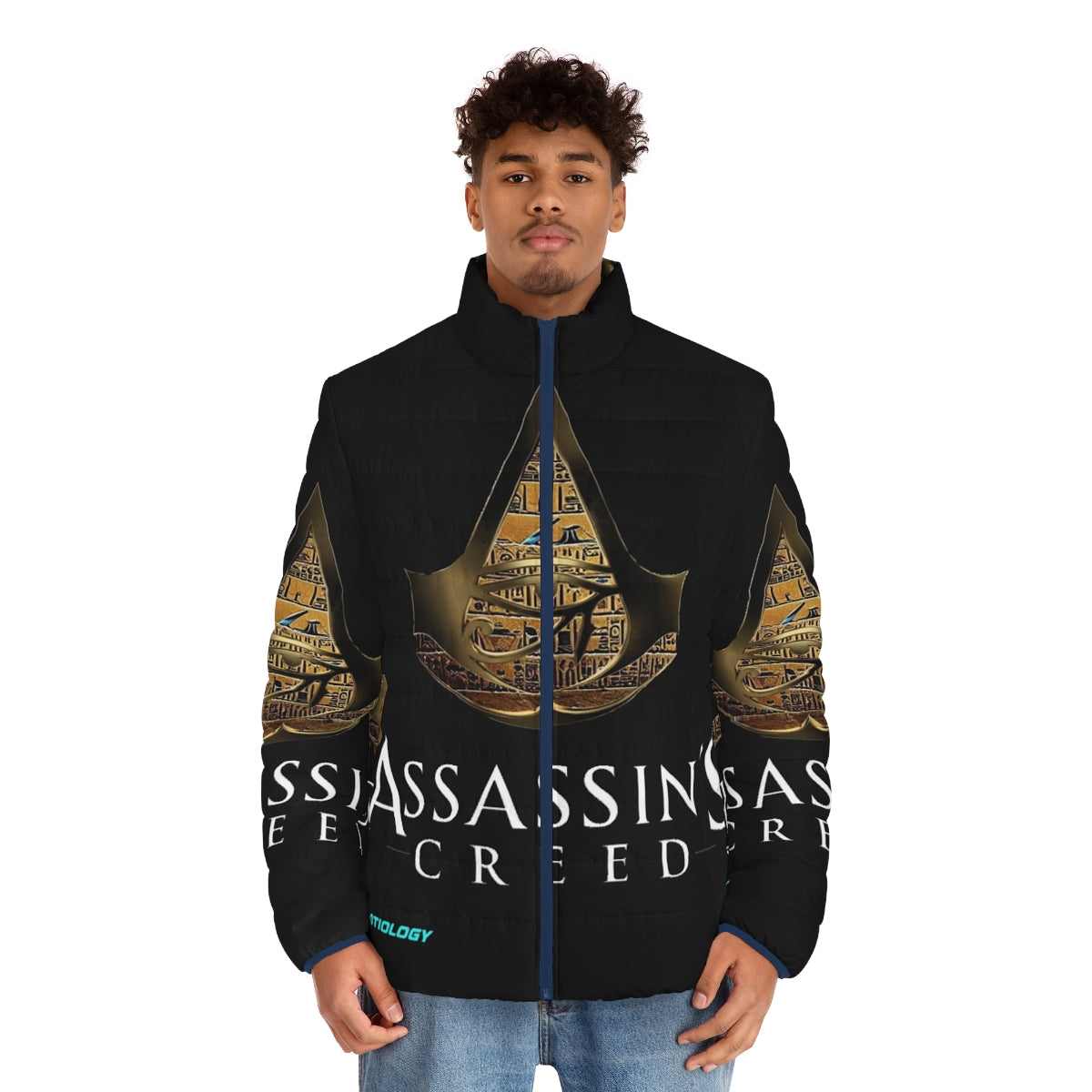 Assassins Creed Puffer Jacket featuring Egypt-inspired design - men front