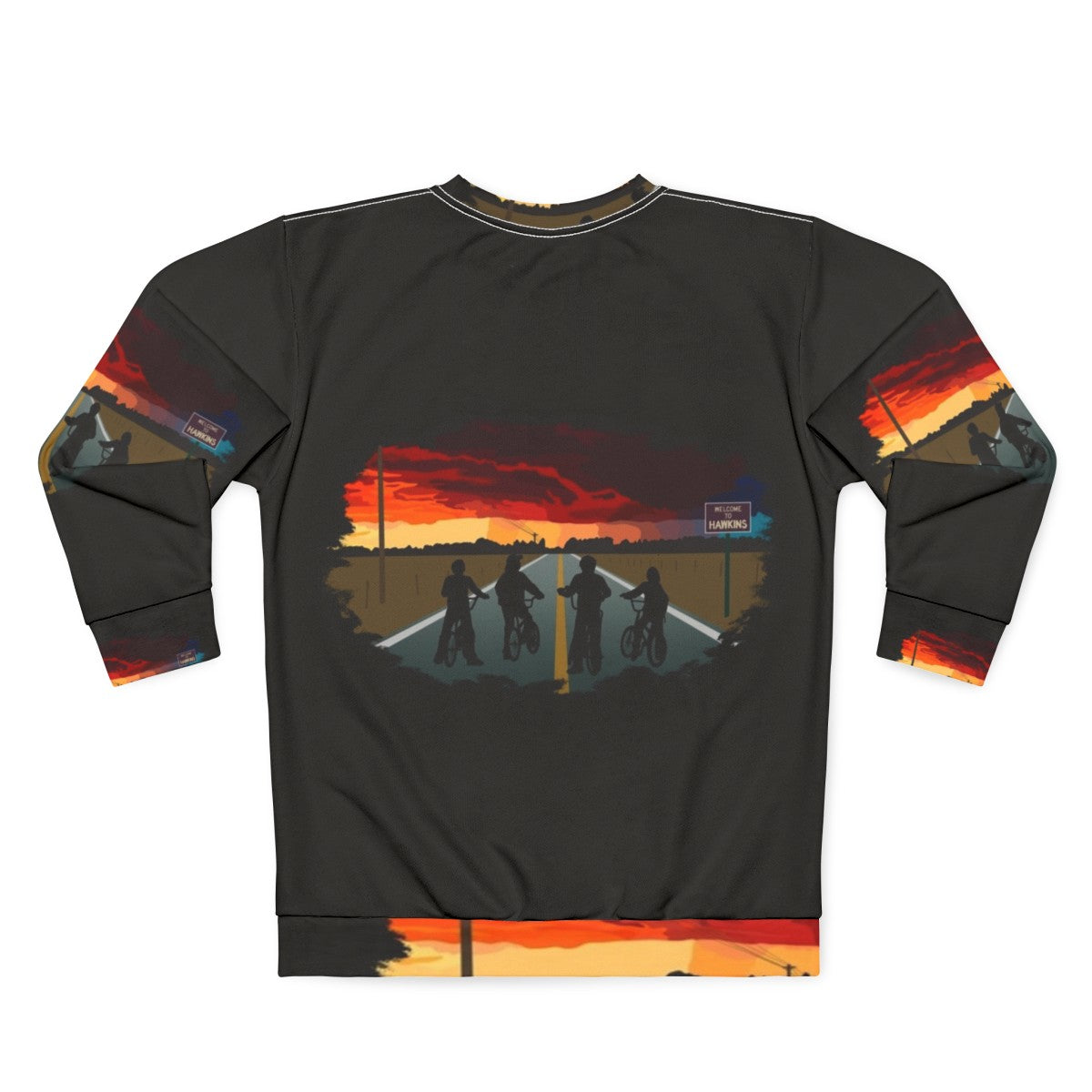 Stranger Things Hawkins Sweatshirt with Upside Down Design - Back