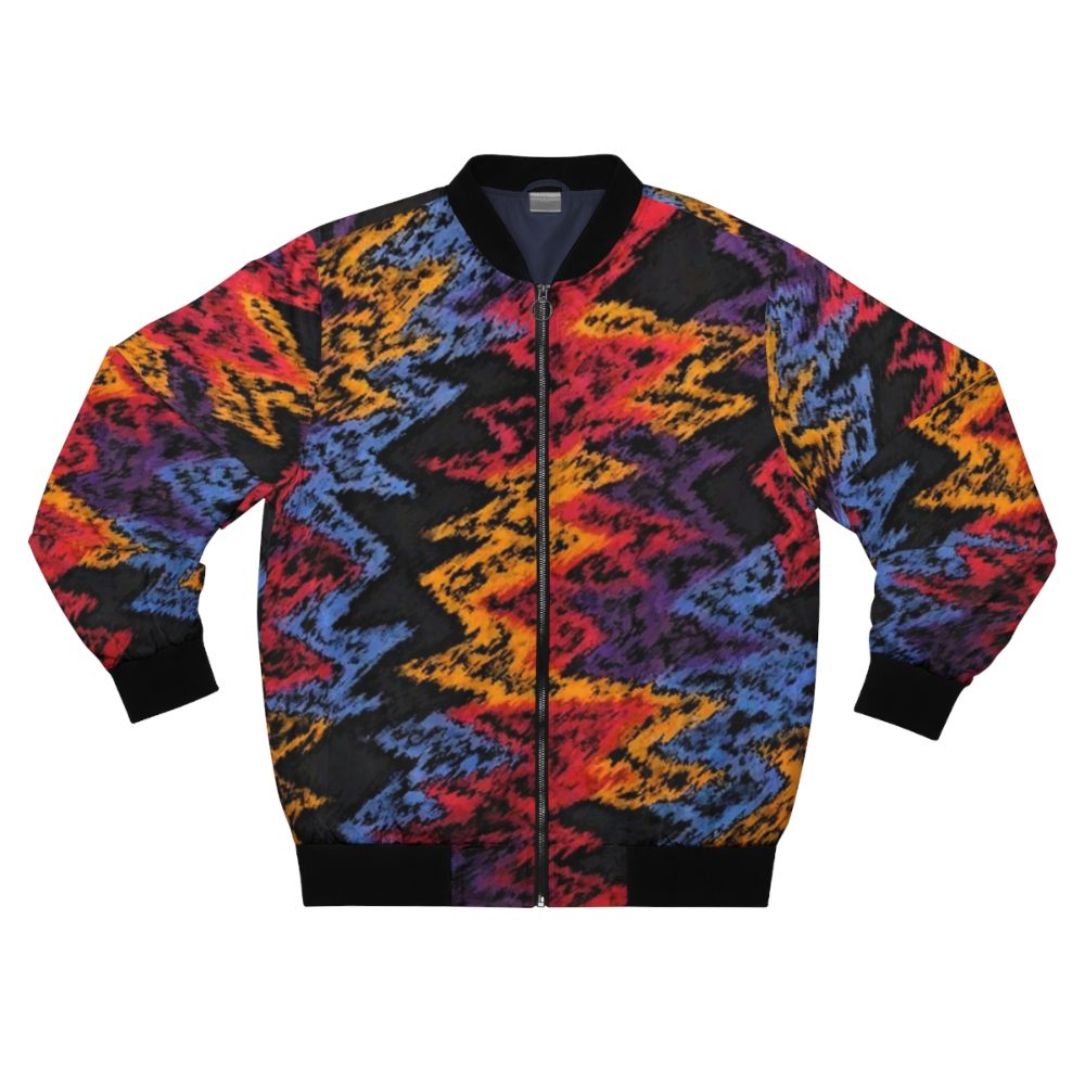 Retro bomber jacket with vintage-inspired basketball graphic pattern