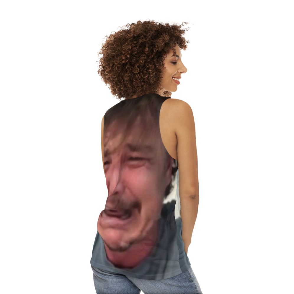 Pedro Pascal Crying Meme Unisex Tank Top - women back