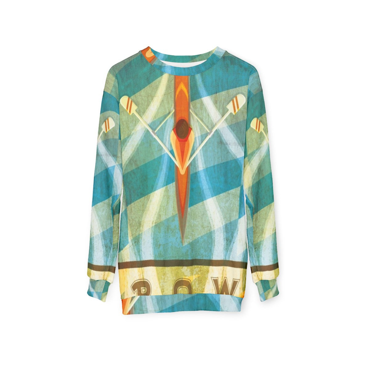 Sculling Sweatshirt with Oarsman and Water Imagery - hanging