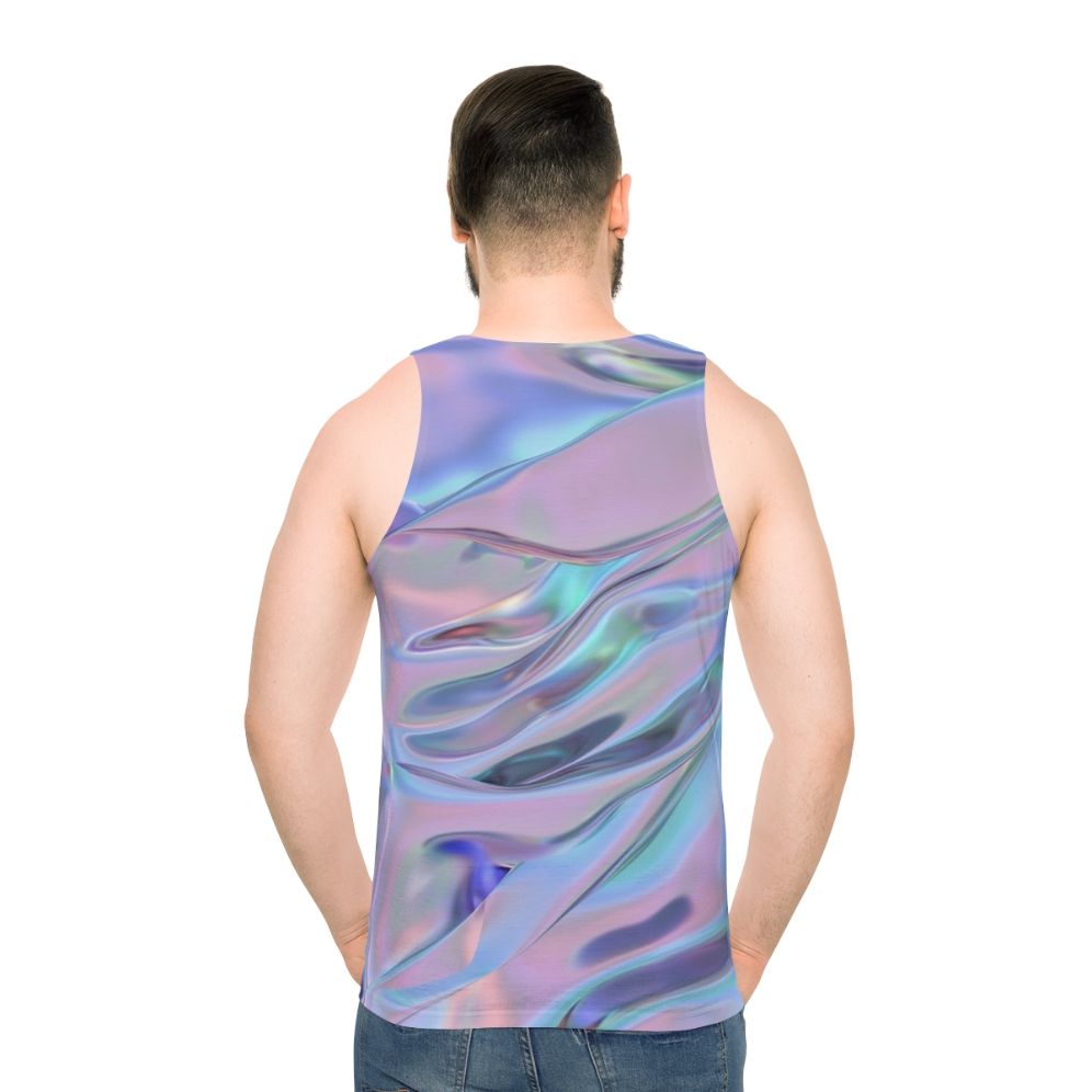 Holographic unisex abstract graphic design tank top - men back