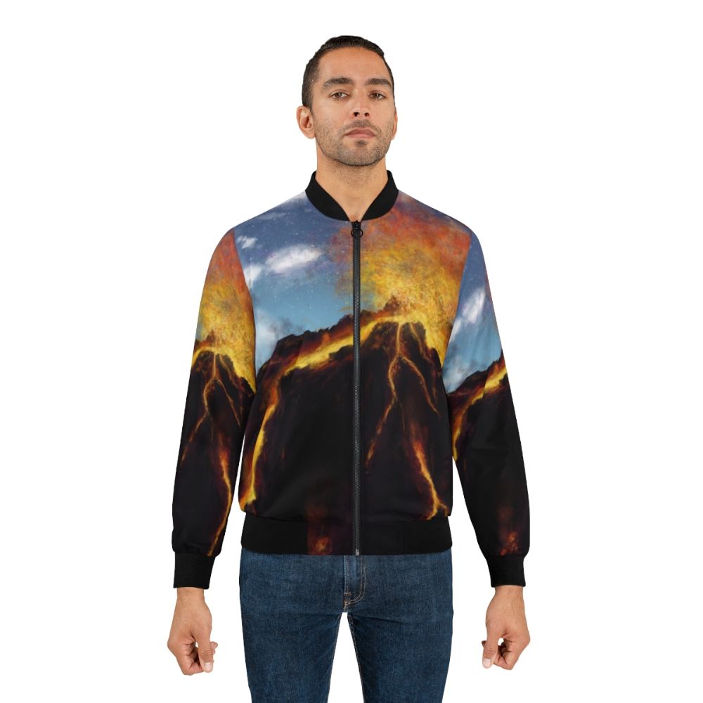 Lava-inspired bomber jacket with a fiery, volcanic design - Lifestyle