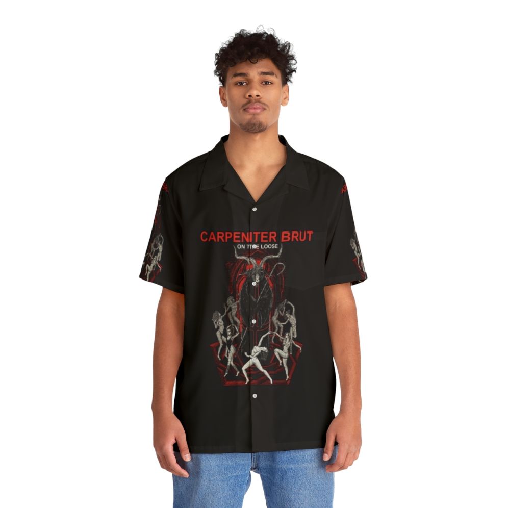 Carpenter Brut retro futuristic Hawaiian shirt with synthwave and outrun design - People Front