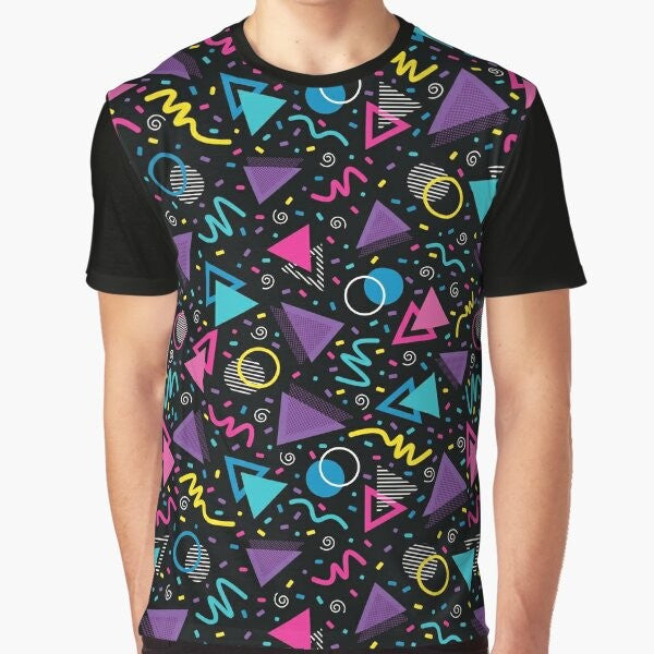 Neon Retro 90s Sprinkle Graphic T-Shirt with Vibrant Repeating Pattern